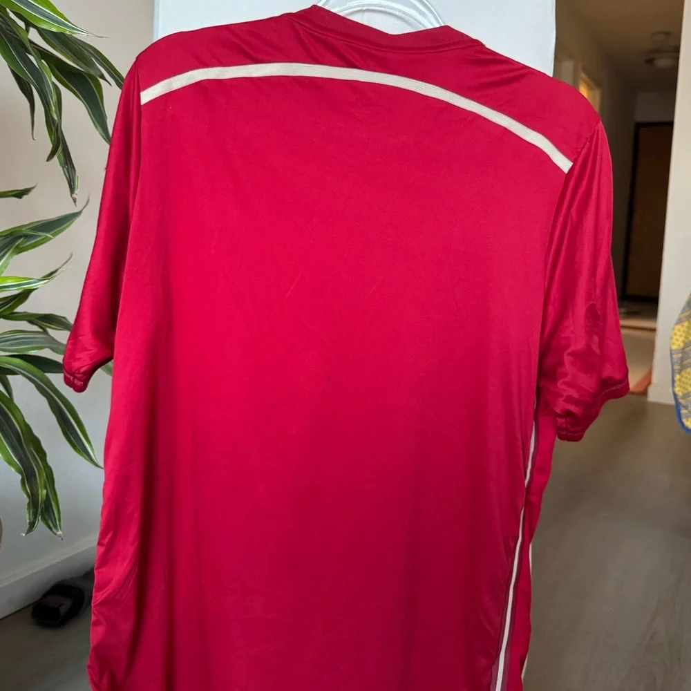 adidas Red Spain National Team Soccer Jersey with Gold Accents